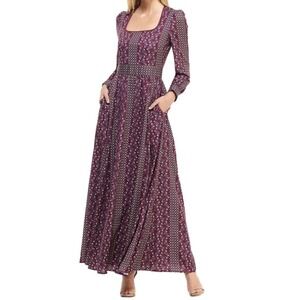 Gal Meets Glam Freya Square Neck Maxi‎  Floral Dress Size 4